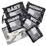 6 Pcs Diaper Bag Organizing Pouches Set Black Camo Print, Insert for Clothes, Bottles, Wet Bag Cloth Diapers &amp; Baby Essentials Clutchb Waterproof Wet Dry Bag - Travel Bag for Toiletries