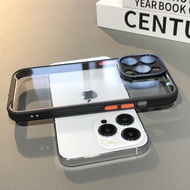 ป้องกันลายนิ้วมือโปร่งใสเคสโทรศัพท์ Apple 15 พร้อมฟิล์มเลนส์ iPhone 14ProMax เคสป้องกันแบบเต็มฝาครอบ