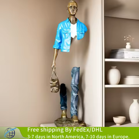 56cm Bronze Traveler Statue Hot Casting Abstract Bronze Traveler Sculpture Handmade Modern Art Creat