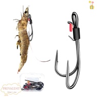 PREVALENT 5pcs Live Shrimp Bait Hooks, Double hook Pickerel High-carbon Steel Fishhook, 2025 3 size 