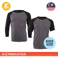ENZO Kids Raglan Round Neck Tshirt - Charcoal Grey / Black (Unisex) 1028