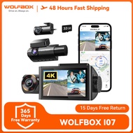 WOLFBOX I07 3-Channel Dash Cam, 4K Front & Rear, GPS, WiFi, 170° FOV, WDR Car DVR