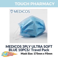 MEDICOS 4PLY ASTM 2 ULTRASOFT Sub Micron Surgical Face Mask (Blue) 10's