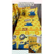 MINIONS DESIGN LEGIT CANADIAN COTTON 3IN1 BEDSHEET WITH TWO PILLOWCASE