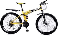 Fashionable Simplicity 27-Speed Folding Bikes 26Inch Mountain Bike Double Disc Brake Full Suspension Anti-Slip Lightweight Frame Suspension Fork (Color : Y 1)