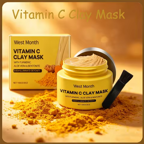 West&Month 100g Vitamin C Clay Mask Effectively Brighten Deep Cleansing Pores Nourish Hydrating Skin