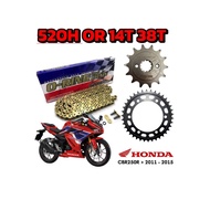 PROFORMANCE SPROCKET SET HONDA CBR250R / CB250R / CBR250RR HIGH QUALITY Full Set O-RING Gold Chain 5
