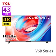 TCL 43V6B V6B系列 43 吋 4K HDR 智能電視 2024年新款/Google TV/T-SCREE呈現更好細節/多重護眼技術