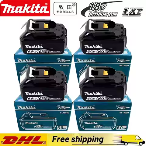 Genuine Makita 18V 6.0Ah battery with charger set for Makita 18V power tool DDF487 DTW700 GBA404 DUC