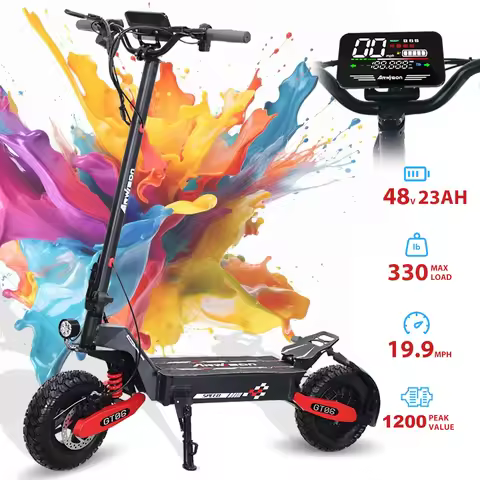 1200W Foldable Adult Electric Scooter 11'' Off-road Tires, 330LBS 31MPH Dual Disc Brakes and Shock A
