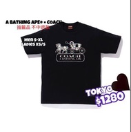 日本製造 BAPE x Coach Milo Tee Black 日本限定 Coach x BAPE ®. A Bathing Ape 黑色 T-Shirt  Men Size S 男女合著