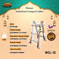 Winner Ladder Aluminium Compact Ladder WCL-12 Multipurpose Ladder 12 Step 150KG Duty Rating Heavy Du