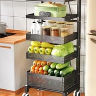 Kitchen Storage Rack Trolley Multi-Layer Floor Basket Movable Storage Rack Vegetable Fruit Storage Trolley