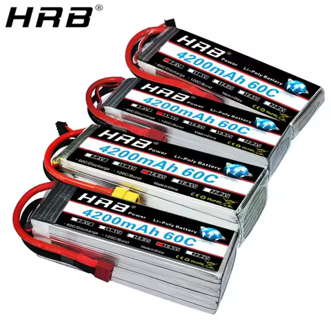 HRB 4200mah Lipo Battery 14.8V T Deans 7.4V 11.1V 2S 3S 18.5V 22.2V 4S 5S 6S XT60 RC Quadcopter FPV 