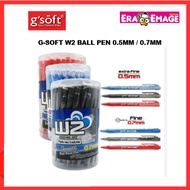 G-soft W2 Ball Pen - 0.5mm/ 0.7mm- Blue/ Black/ Red - (50pcs/box) Retractable Gel Pen