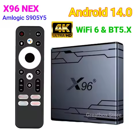 2026 X96 NEX Android 14.0 TV Box Amlogic S905Y5Support 2.4G/5G WiFi WiFi6 BT5.X 4K AV1 100M LAN X96N