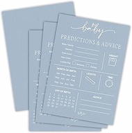 Minimalism Blue Baby Shower Games - Baby Prediction & Advice Game Cards - Baby Shower Game For Boy O