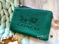 美國直購 正品現貨 coach/蔻馳 復古綠馬車手拿包小單層 雙層手腕包 皮夾 零錢包 素面 防刮皮革 聖誕節 情人節 母親節 送禮 女朋友