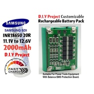 Samsung 18650 11.1v 12.6v 3S1P 2000mAh 2.0Ah Battery Pack Custom DIY INR18650 20R Heavy Duty With BM