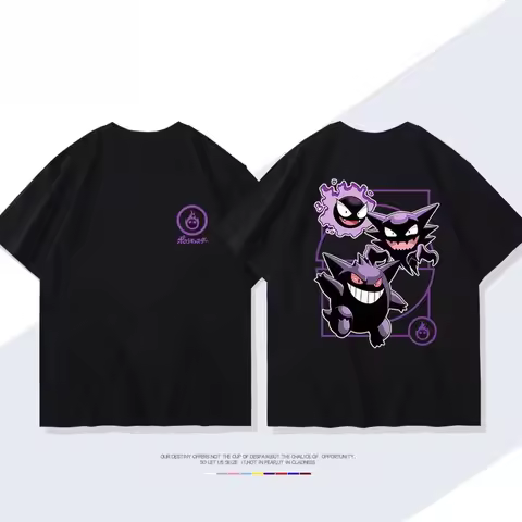 Men/Women/Kids Pokemon Mimikyu & Pikachu Double-Sided Graphic T-Shirt 2026 Summer Cotton Matching Fa