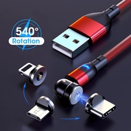 AUFU 540 Rotate Magnetic Cable Magnet Charger Micro USB Type C Cable For Xiaomi Realme 2.4A Fast Cha