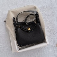 Mini Lindy II 黑金 noir 89 black TC皮 stamp G 包驗袋
