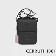 【Cerruti 1881】限量2折 義大利頂級小牛皮側背包肩背包 全新專櫃展示品(黑色 CEBO05602M)