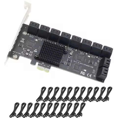 PCIE SATA Card 12/16/20 Ports 6Gb SATA 3.0 PCIe Card, PCIe To SATA Controller Expansion Card, Suppor