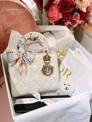 Dior 迪奥四格戴妃 白色淡金扣 Small Lady Dior My ABCDior Bag White