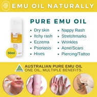 Pure Emu Oil 50ml From Australia. First Aid for Dry Skin, Eczema, Psoriasis, Hives. 100% Natural.