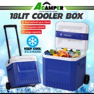 18Lit Camping Cooler Box With Wheel Picnic Ice Box Cooler Portable Outdoor Fishing Cooler Kotak Ais Box Bekas Memancing
