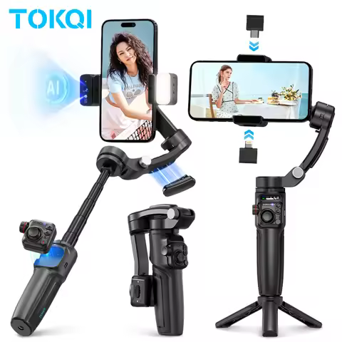 TOKQI M06 Handheld Gimbal Face Tracking Stabilizer, for Cellphone Shoot Video Built-in Extension Rod