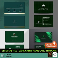 25Set EPS Files - Dark Green Name Card Design Template | Self Edit Adobe Illustrator Name Card Templ