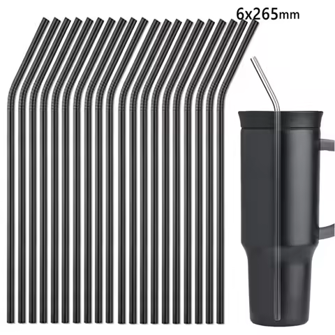 20 Pack 265mm Long Metal Straws Reusable 304 Stainless Steel Drinking Straws for 30oz and 40oz Tumbl