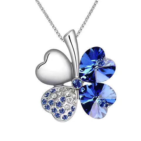 TRPOPSYN Crystal 4 Four Leaf Leaves Clover Pendant Necklaces Lover Birthday Gift Quality Fashion Jew