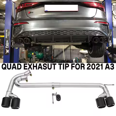 Quad Exhaust Tips for Audi A3 8Y 2021+ Stainless Steel 4 Outlet Muffler Tailpipe Rear Exterior Modif