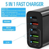 65W 充電器轉接器 2 個 3.1A USB 多口充電頭 PD15，20W+QC3.0 USB A 壁插充電器 ofyckp 65W Charger Adapter 2 3.1A USB Multi