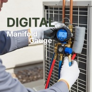 DFOdiy Digital Manifold Gauge Meter Gas Aircond R32 R410a R134a R22 - Alat Aircond Repair Gas Chargi