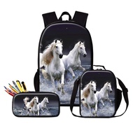 Horse Backpack and Cooler Bag for Boys Animal Print School Bookbag Girls Satchel Bagpack Pencil Case