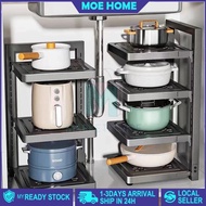 Kitchen Pot Rack 2-4 Tiers Stainless Steel Adjustable Pot And Pan Rack Kitchen Organizer Rak Bawah S