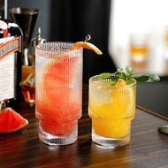 Small Bottom Striped Glass Cup Capacity 200ml 310ml 430ml, 2-layer Glass Cup Specialized for Coffee,