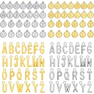 Hicarer 104 Keping/4 Set Loket Huruf Emas Abjad A-Z Loket Perak untuk Membuat Perhiasan Gelang Kalun