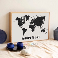 Wanderlust World Map Poster Wall Decoration World Map Quotes Wall Decor Traveler