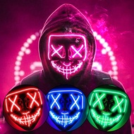 【SG stock】 Halloween Mask Cosplay Light Up Purge Mask Masquerade Party LED Light Face Women Mask Glowing in Dark