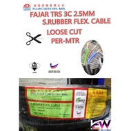 (LOOSE CUT)FAJAR TRS 3CORE FLEXIBLE CABLE 3C X 2.5mm  (50/0.25) WEATHERPROOF ~Loose Pack(KULIT HITAM