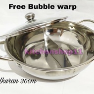 30cm Shabu Shabu pan Glass Lid Divided pan/ Stainless Steel 2-Section pan/ 30cm Stainless Suki pan/