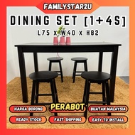 ❤️familystar2u - Solid Wood Kopitiam Dining table Set 4 Stools Meja Makan / 4 Kerusi Bangku / Dining