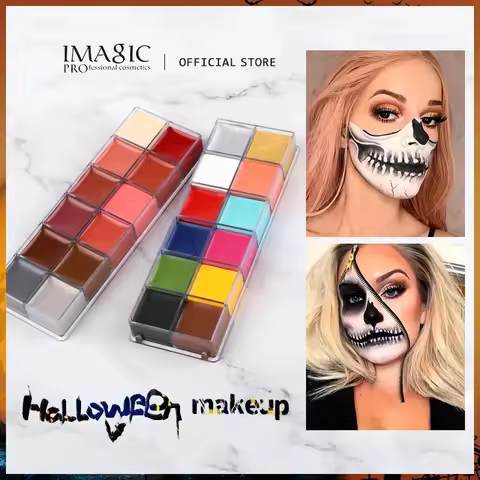 IMAGIC 12 Colors Flash Tattoo Face Body Paint Oil Painting Art Halloween Party Fancy Dress Beauty Ma