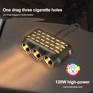 12/24V 120W Car USB Charger Adapter with Light Automotive Electronics Adapter Auto Inverter Charger 
