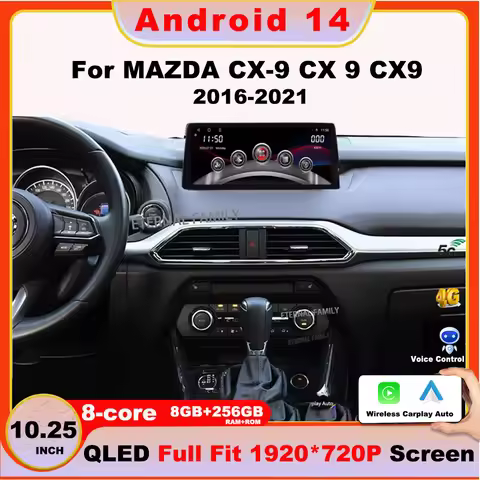 10.25 inch Car Radio For MAZDA CX-9 CX 9 CX9 2016-2021 Android 14 Multimedia Video Player GPS wirele